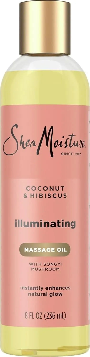 Shea Moisture Coconut & Hibiscus Massage Oil and Body Oil for Dry Skin, Bath Oil with Coconut Oil and Vitamin E Oil for Skin, 8 oz