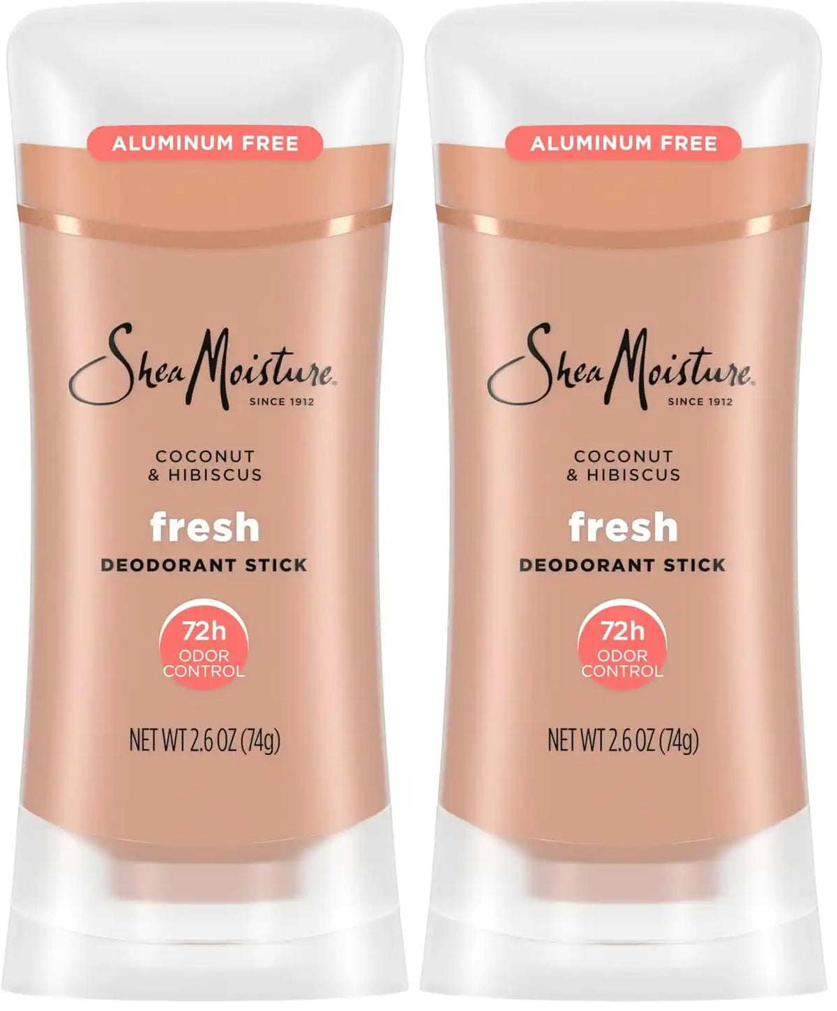 SheaMoisture Deodorant Stick 72h Odor Control Coconut & Hibiscus Fresh Aluminum Free 2.6 oz,(Pack of 2)