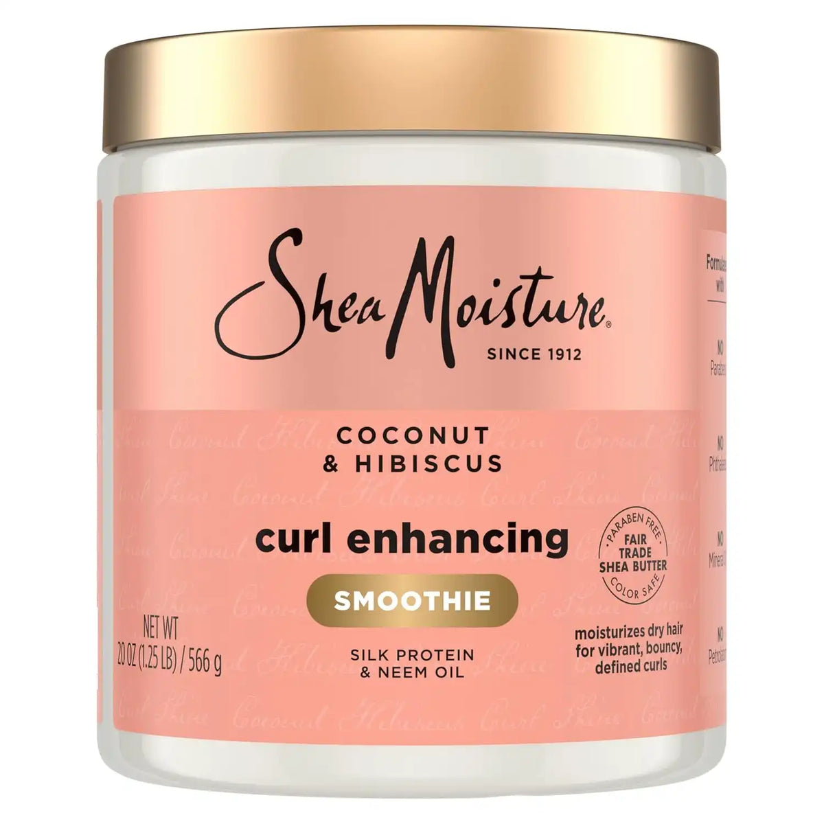 Shea Moisture Curl Enhancing Smoothie Hair Cream for Thick, Curly Hair Coconut and Hibiscus Sulfate Free and Paraben Free Curl Cream 20 oz